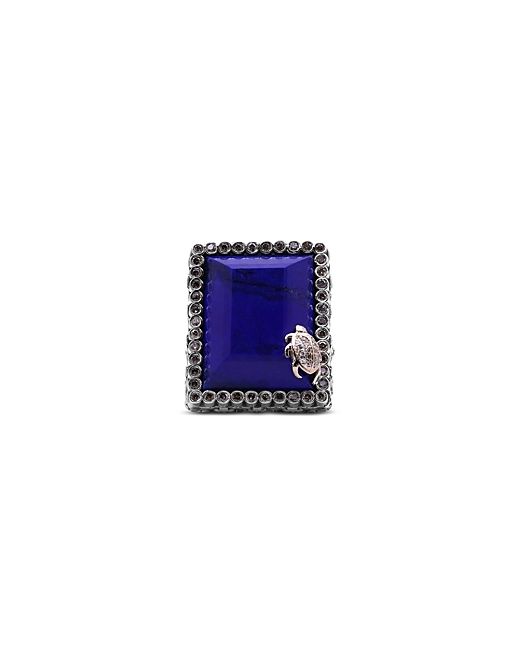 Stephen Dweck 18K Yellow Gold Sterling One of a Kind Lapis Diamond Statement Ring