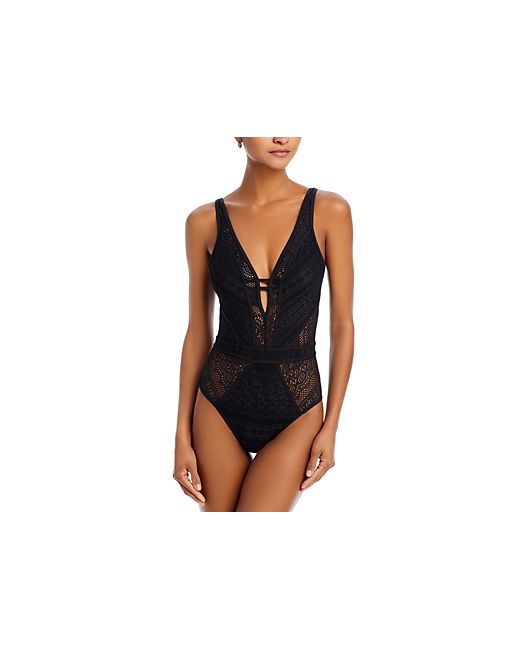 BECCA by Rebecca Virtue Play Plunge Neck One Piece Swimsuit