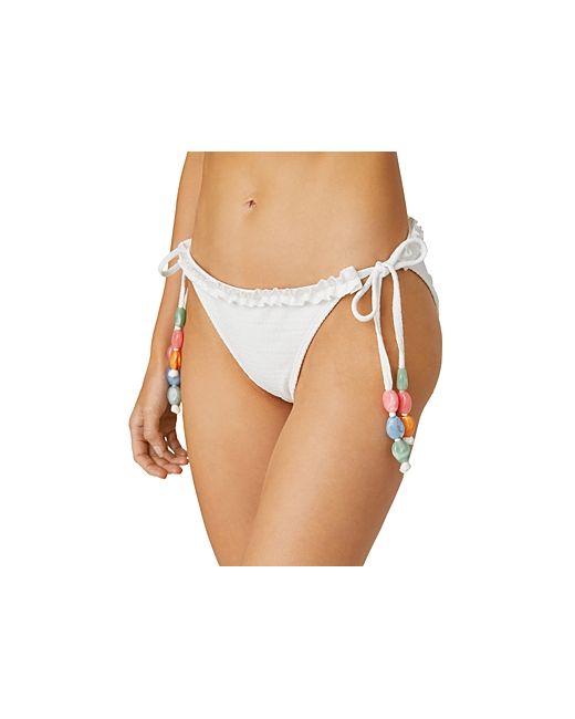 Shoshanna Textured Ruffle Trim String Bikini Bottom
