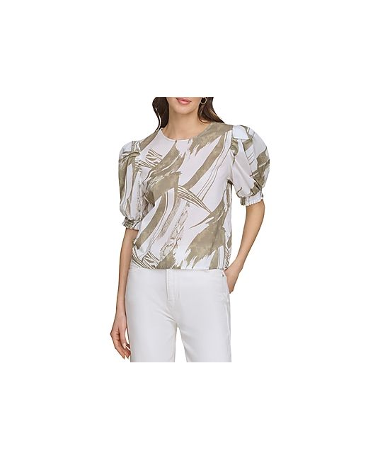 Dkny Printed Voile Puff Sleeve Top