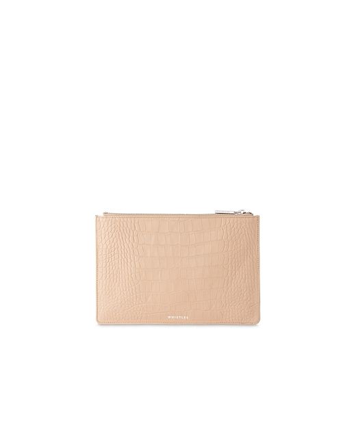 Whistles Matte Small Croc-Embossed Leather Clutch