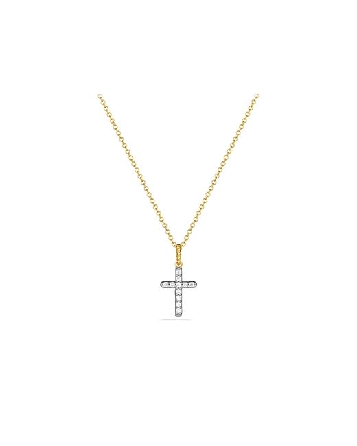 David Yurman Cable Collectibles Cross with Diamonds in on Chain