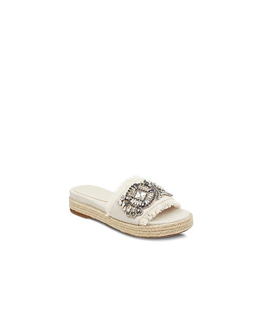 Marc Fisher LTD Ltd. Jelly Embellished Linen Espadrille Slide Sandals