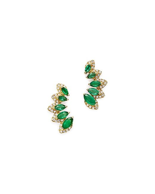 Bloomingdale's Emerald Diamond Climber Earrings in 14K