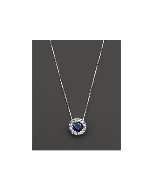 Bloomingdale's Sapphire and Diamond Halo Pendant Necklace in 14K 18