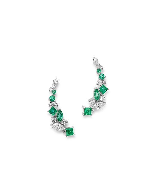 Bloomingdale's Diamond Emerald Climber Earrings in 14K
