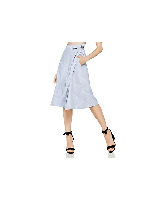 BCBGeneration Pinstriped Faux-Wrap Midi Skirt