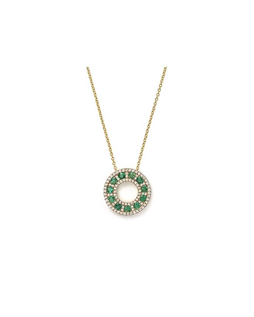 Bloomingdale's Emerald and Diamond Circle Pendant Necklace in 14K 17
