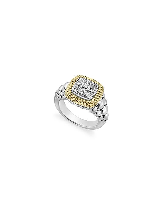 Lagos 18K and Sterling Diamond Lux Square Ring
