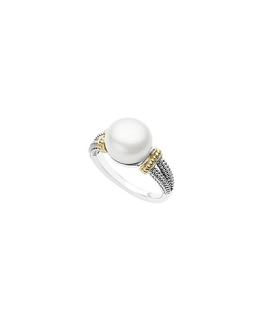 Lagos 18K and Sterling Luna Ring with Cultured Freshwater