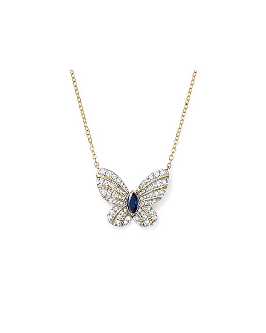 Bloomingdale's Diamond and Sapphire Butterfly Pendant Necklace in 14K 17