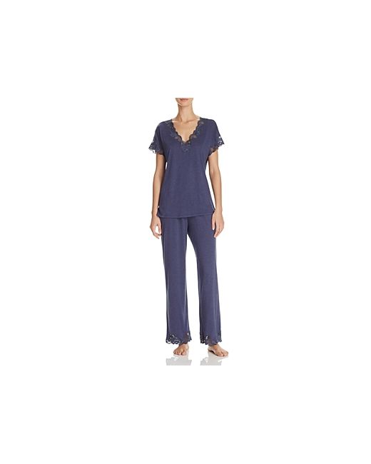 Natori Zen Lace-Trim Short Sleeve Pajama Set