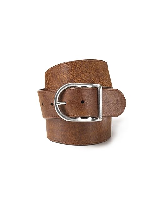 Ralph Lauren Polo Distressed Leather Belt with Dull Nickle Centerbar Buckle