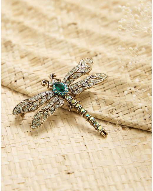 Brora Dragonfly Crystal Brooch