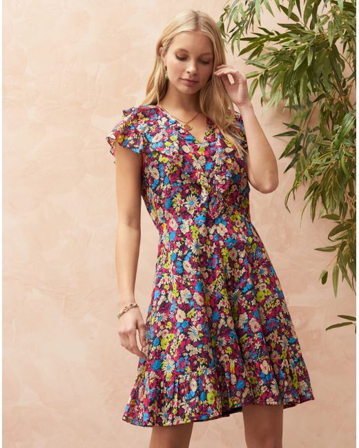 Brora Organic Cotton Voile Meadow Print Dress