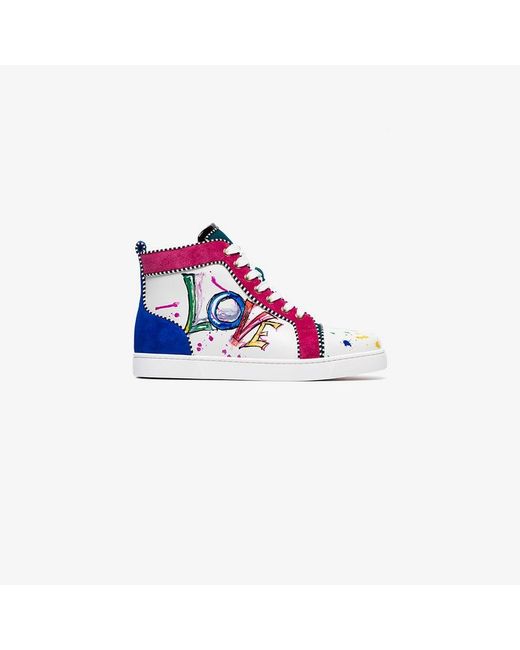Christian Louboutin Graphic Print Leather Hi Top Trainers
