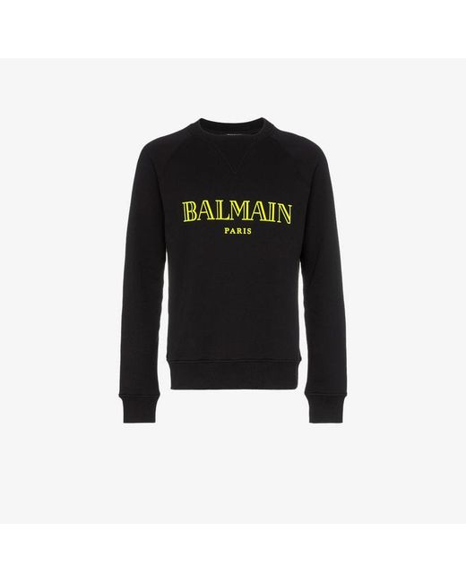 Balmain yellow logo crew neck sweatshirt