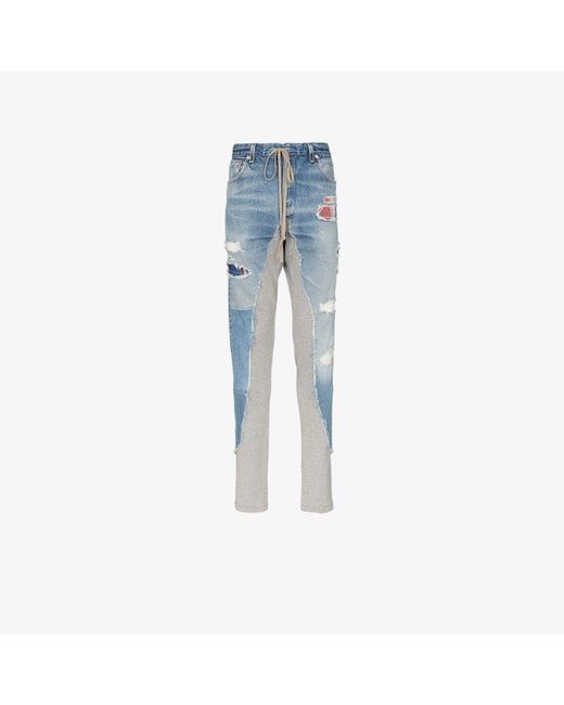 Greg Lauren 50/50 shredded trackpant jeans