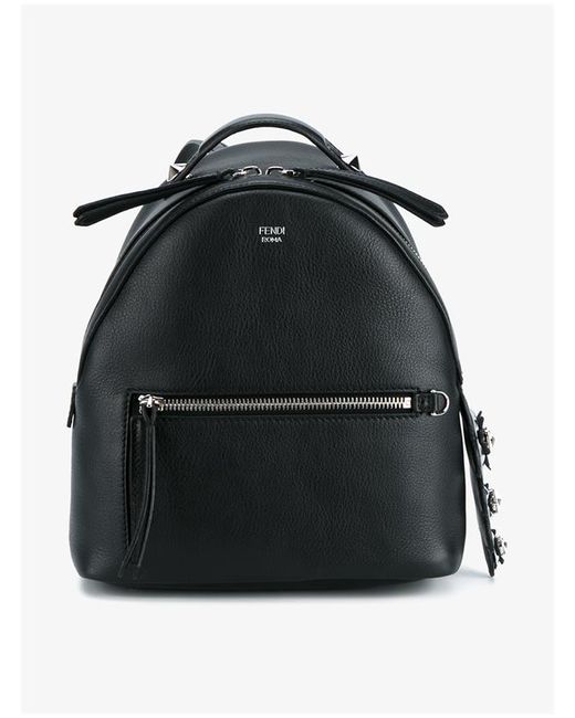 Fendi Mini Leather Backpack with Floral Embellishment