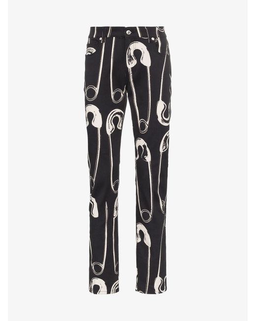 Moschino safety pin print slim jeans
