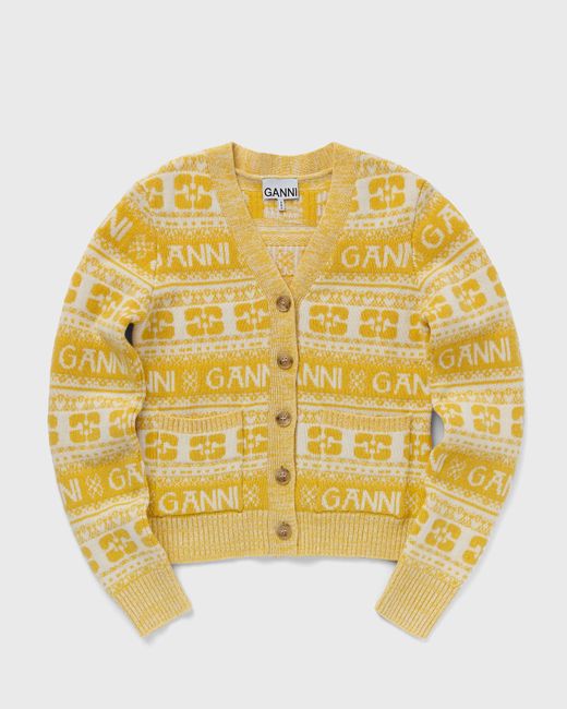 Ganni Logo Wool Mix Cardigan female Zippers Cardigans now available
