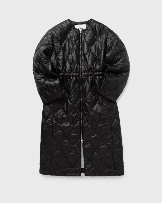 Ganni Shiny Quilt Long Coat female Coats now available