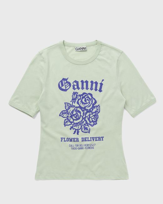 Ganni Light Cotton Jersey Flower Fitted T-shirt female Shortsleeves now available