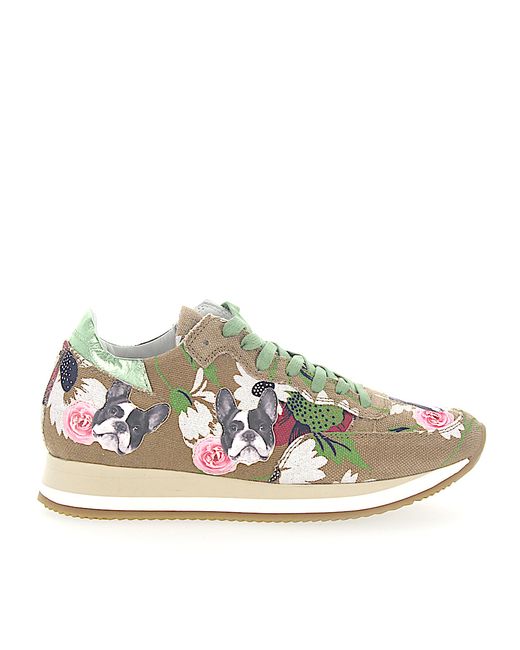 Philippe Model Sneakers ETOILE fabric flower pattern bulldog patch