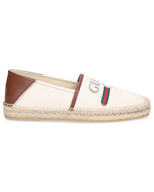 Gucci Espadrilles GREGORIO canvas smooth leather woven-details Logo combo