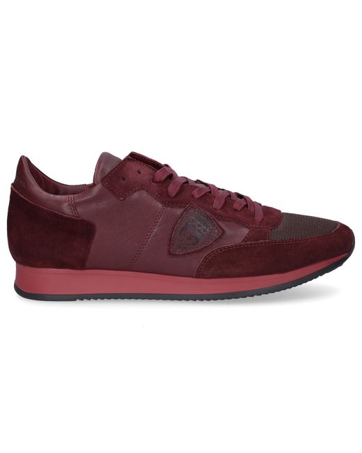 Philippe Model Sneaker TROPEZ smooth leather suede textile Logo Patch bordeaux