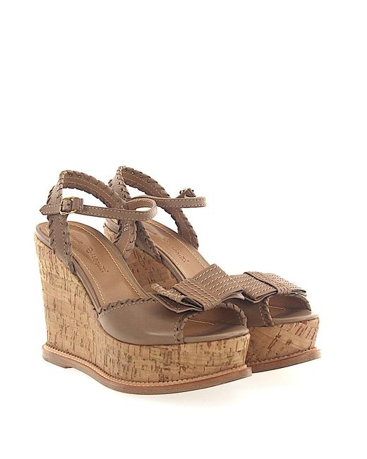 Rossano Bisconti Wedge Sandals 592 leather brown loop