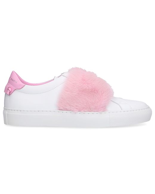 Givenchy Slip-On Sneakers leather mink fur pink