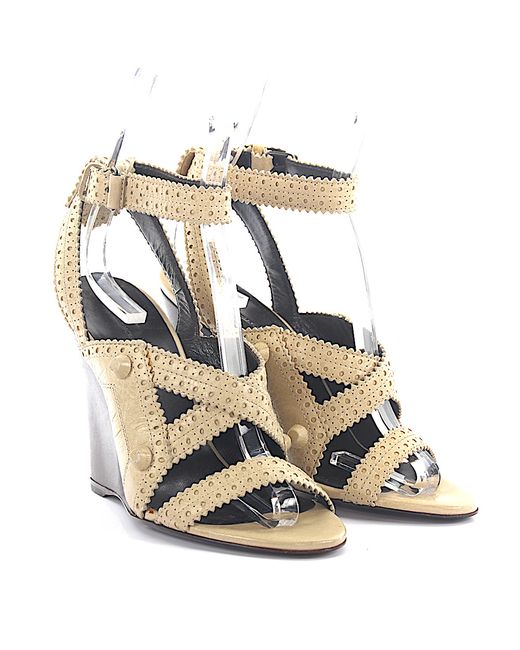 Balenciaga Wedge Sandals leather peekaboo design