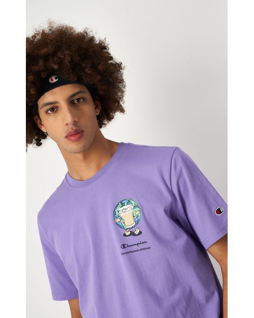 Champion Pastel Lilac Graphic T-Shape Cotton T-Shirt