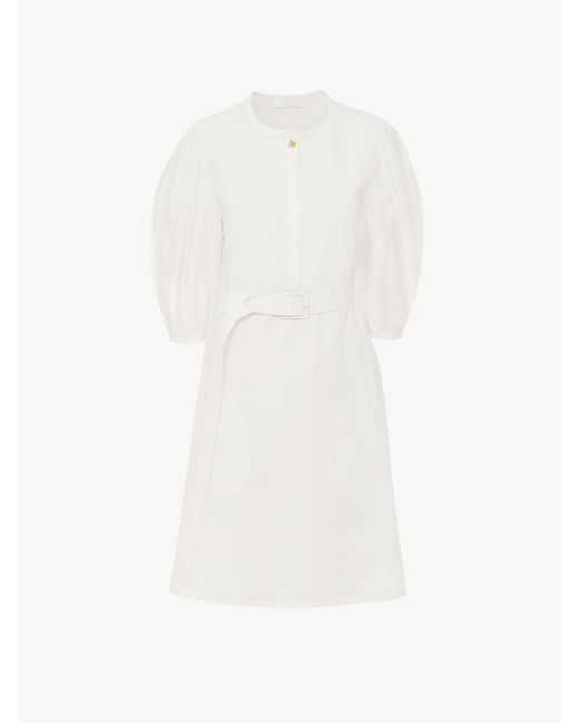 Chloé Robe chemise courte manches lanterne Femme Taille 100 coton Pinctada Maxima farmed COO Australia