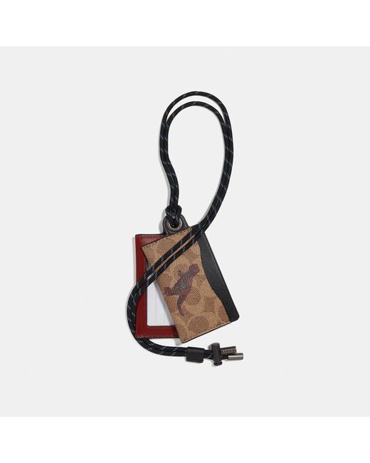 Coach Id Lanyard Card Case In Signature Canvas With Rexy By