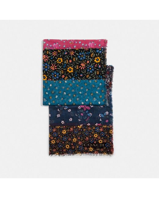 Coach Mixed Floral Print Oblong Scarf in