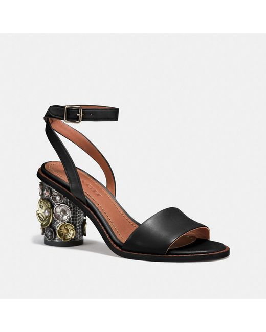Coach Mid Heel Sandal With Tea Rose in