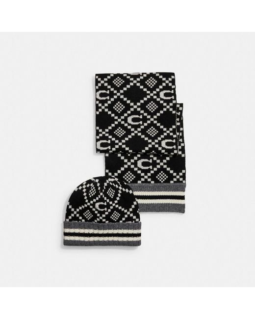 Coach Jacquard Hat And Scarf Set in