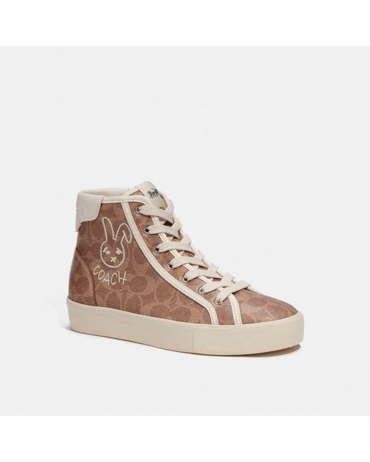 Coach Lunar New Year Citysole High Top Platform Sneaker In Signature Canvas With Rabbit