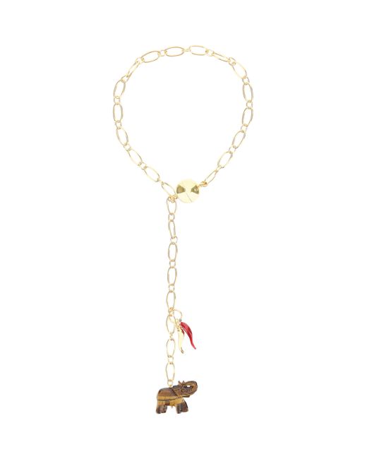 Timeless Pearly ELEPHANT CHAIN NECKLACE Gold Brown