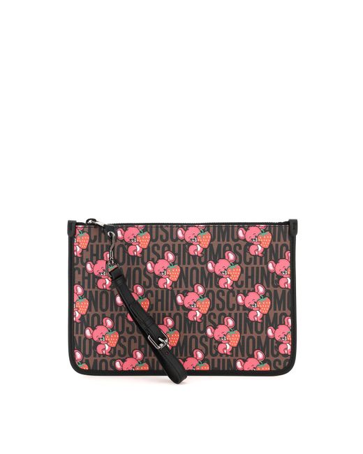 Moschino ILLUSTREATED ANIMALS POUCH Brown