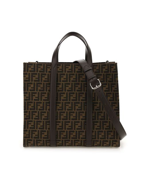 Fendi RECYCLED FF JACQUARD FABRIC TOTE BAG Technical Leather Cotton