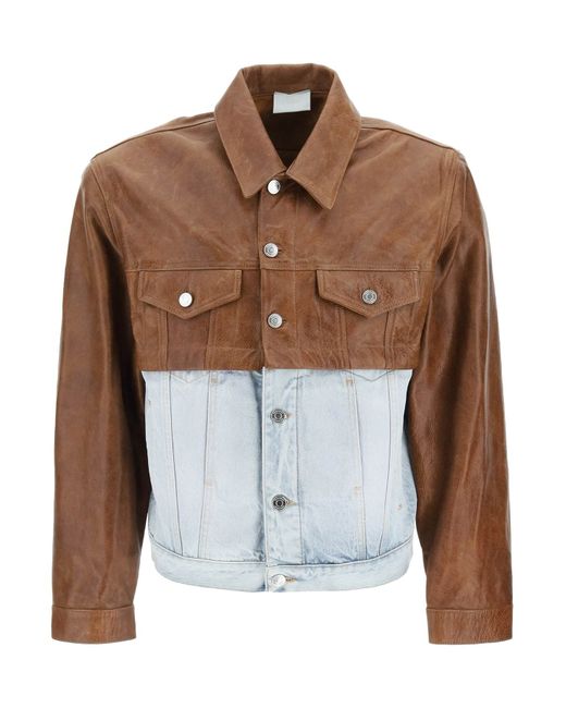 Vtmnts CONVERTIBLE LEATHER AND DENIM JACKET