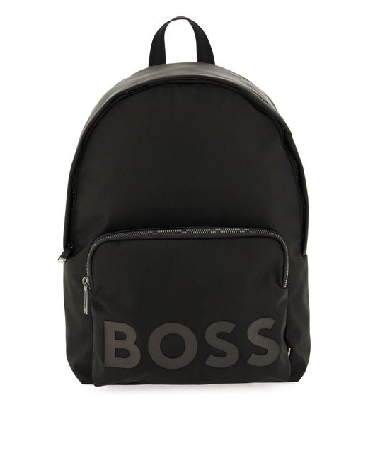 Boss Recycled Fabric Backpack With Rubber Logo