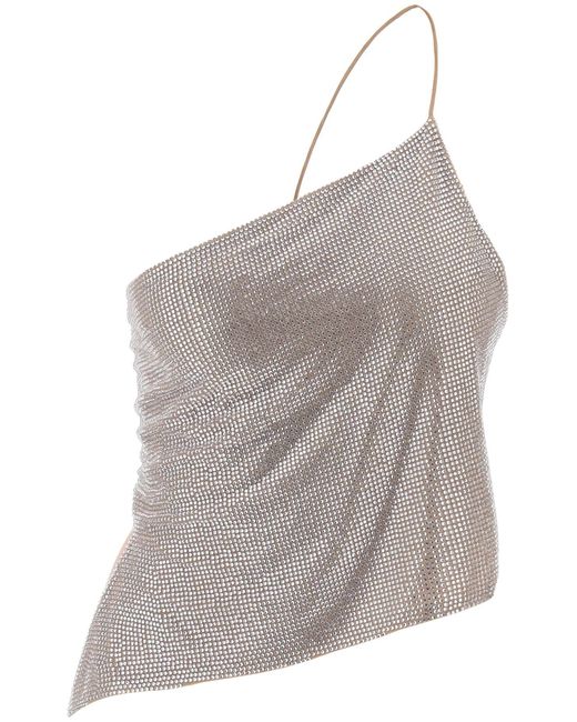 Giuseppe Di Morabito Cropped Top In Mesh With Crystals All-Over