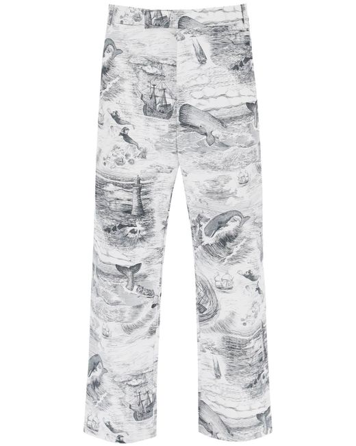 Thom Browne Cropped Pants With Nautical Toile Motif