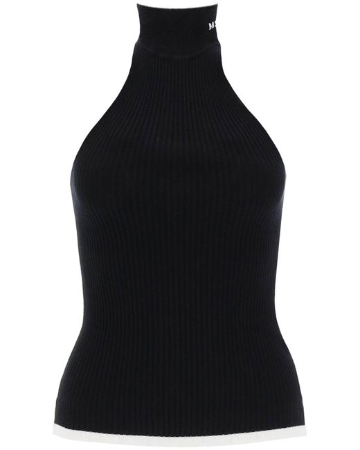 Msgm Ribbed tank top with halterneck