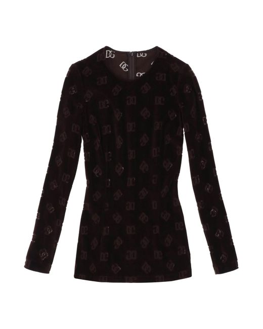 Dolce & Gabbana Long-sleeved top in monogram chenille