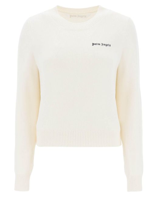 Palm Angels Cropped sweater with logo embroidery